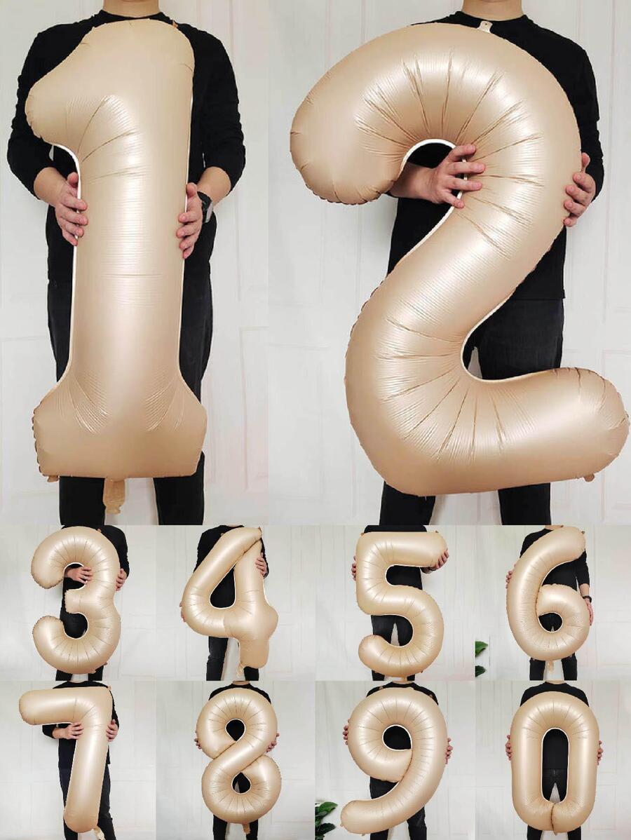 1pc Number Design Decorative Balloon,Christmas - Apricot - View 1