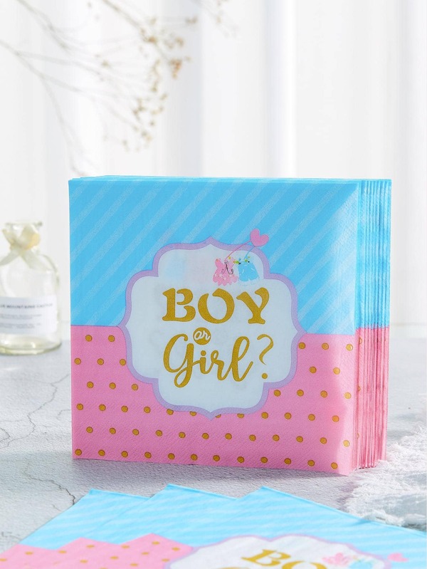 25pcs/Set Gender Reveal Disposable Napkins, 13*13 Inches 2 Layers, Baby Shower Napkins Suitable For Boys Or Girls Disposable Pink And Blue Gender Reveal Party Supplies Tableware Decoration Party Napkins,Christmas