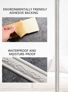 1pc PE Wallpaper Border, Modern Scroll Pattern Waterproof 3D Skirting Wall Sticker For Home - White - View 2