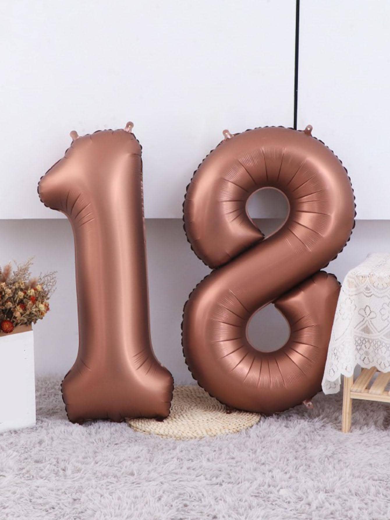 1pc Number Design Decorative Balloon - Coffee Brown - View 1