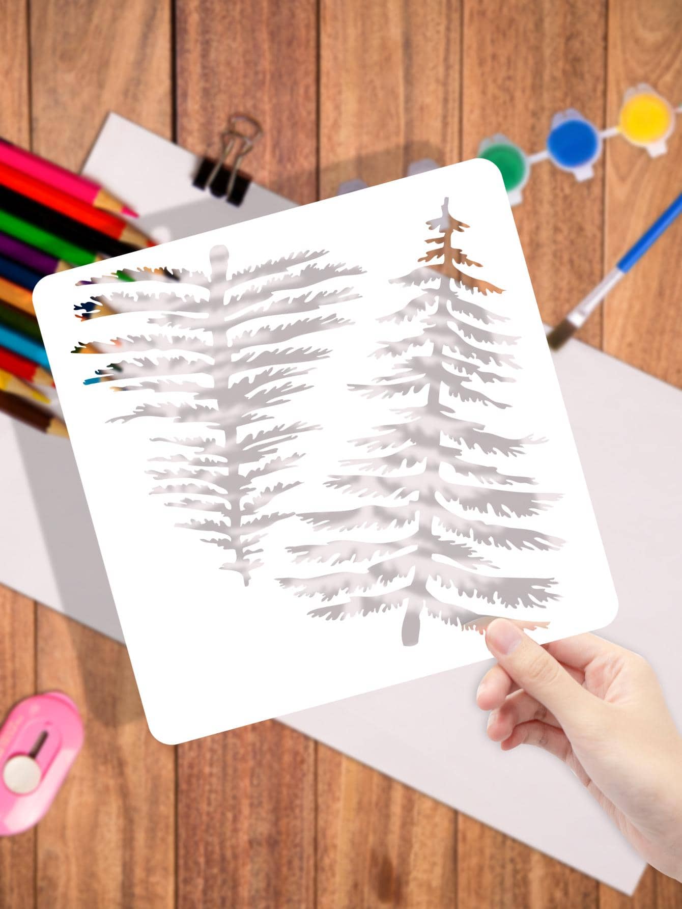 1pc Tree Hollow Drawing Stencil, Simple Multipurpose Painting Template