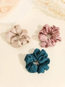 3 dây buộc tóc trang trí bằng vải satin màu trơn dành cho nữ, dây buộc tóc và thời trang thanh lịch đơn giản - Nhiều màu - Xem 5