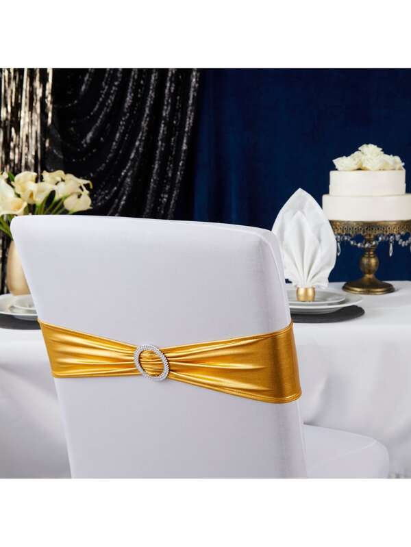 Gold Chair Sashes Bulk 100 Pack for Wedding Reception, Banquet Hotel