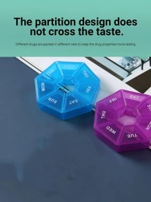 1pc Letter Graphic Hot Pink Medicine Storage Box, Portable Plastic Pill Dispenser Box For Household