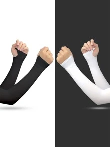 1 par de Mangas para Ciclismo de Protección Solar Anti-UV, Protector Solar contra el hielo - Blanco - Ver 2