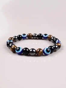 1 pulsera de triple protección para hombre con mal de ojo y piedra de ojo de tigre y cuentas de hematita, para regalo de joyería y fiesta
