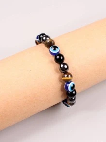 1 pulsera de triple protección para hombre con mal de ojo y piedra de ojo de tigre y cuentas de hematita, para regalo de joyería y fiesta