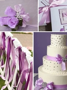 5pcs Purple Gradient Color Gift Wrapping Ribbon, Polyester Portable Gift Decorative Ribbon For Party - Purple - View 3
