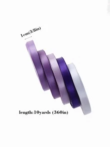 5pcs Purple Gradient Color Gift Wrapping Ribbon, Polyester Portable Gift Decorative Ribbon For Party - Purple - View 2