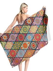 1pc Colorful Mandala Pattern Beach Towel, Modern Soft Absorbent Swimming Towel For Outdoor - Multicolor - View 3