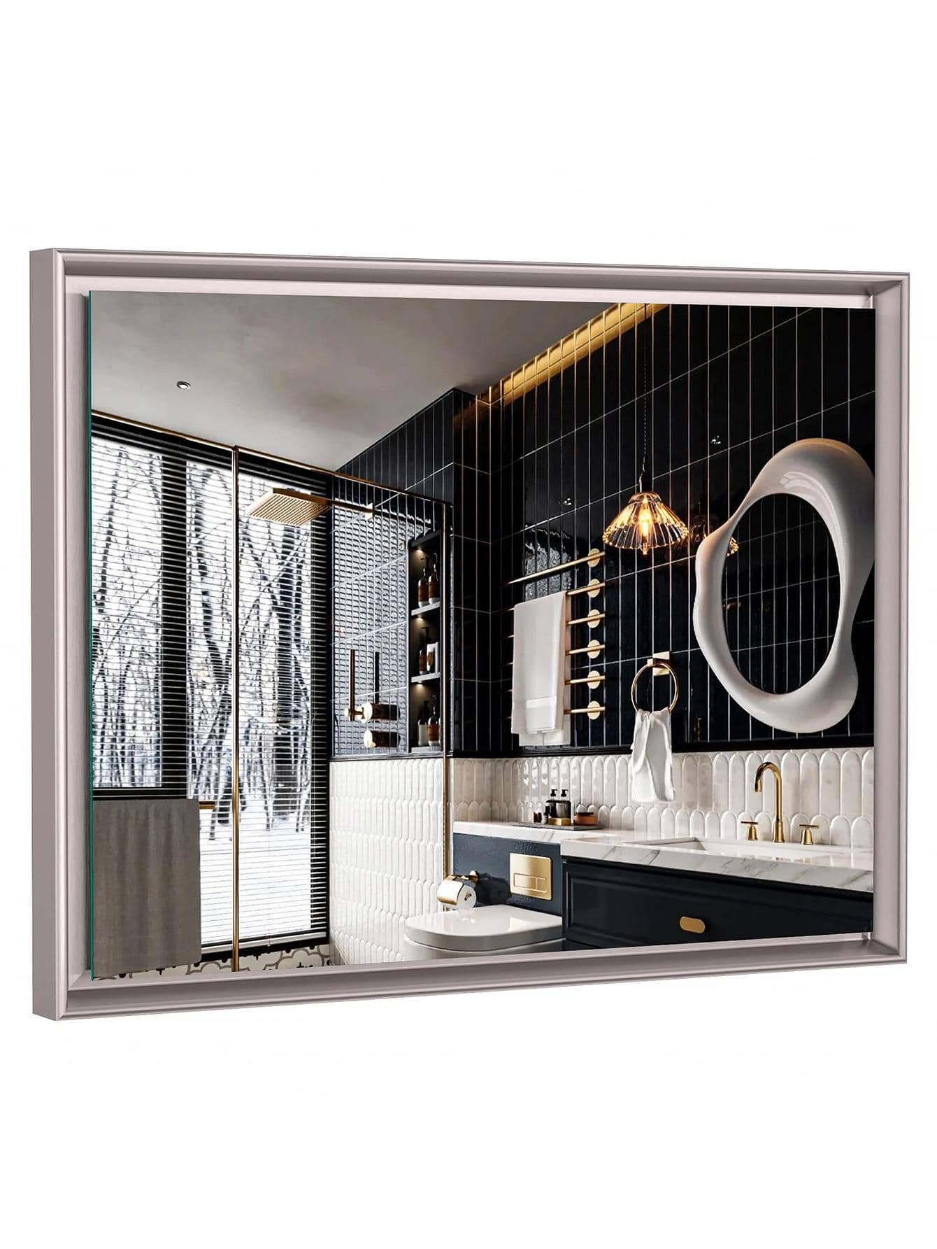 48 x 36 Inch Bathroom Mirrors for Vanity, Black Mirror for Bathroom
