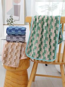 1 pezzo Asciugamano da bagno o viso con motivo a quadri marrone, moderno e assorbente, adatto per doccia in casa, salone di bellezza, hotel, sport, essenziale per la casa, asciugamano, cura della pelle - Castano - Visualizzare 7