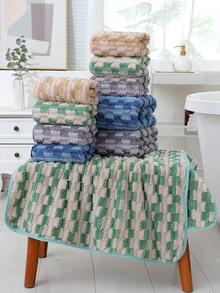 1 pezzo Asciugamano da bagno o viso con motivo a quadri marrone, moderno e assorbente, adatto per doccia in casa, salone di bellezza, hotel, sport, essenziale per la casa, asciugamano, cura della pelle - Castano - Visualizzare 3