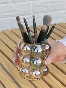 1pc Camel Creative Makeup Brush Storage Cup, Glass Modern Storage Box For Household - Camel - View 4