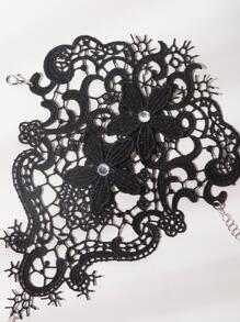 1 Nữ Kim Cương Giả Trang Trí Thêu Hoa Rỗng Ra Thời Trang Ngón Găng Tay Cho Đảng - màu đen - Xem 2