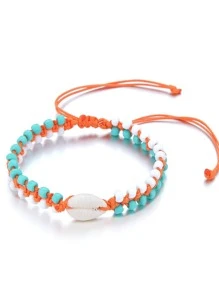 1pc Bohemian Beach Holiday Style Multicolor Rice Bead & Shell Anklet - Multicolor - View 1