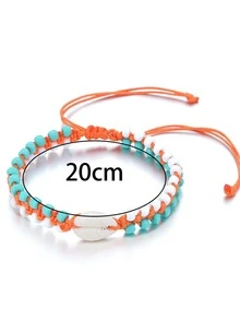 1pc Bohemian Beach Holiday Style Multicolor Rice Bead & Shell Anklet - Multicolor - View 4