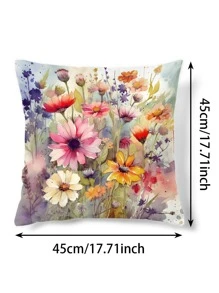 1入組無填充物花卉印花靠墊套梭織面料裝飾抱枕套適用於客廳家居裝飾 - 彩色 - 查看 7