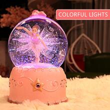 LOVE FOR YOU Gift Wrapped Music Box Ballet Dancer Color Changing LED Light Musical Ballerina Snow Globe for Baby Girls Kids Women Mom Daughter Granddaughter Friends Female Birthday