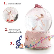 LOVE FOR YOU Gift Wrapped Music Box Ballet Dancer Color Changing LED Light Musical Ballerina Snow Globe for Baby Girls Kids Women Mom Daughter Granddaughter Friends Female Birthday