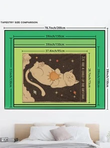 1 件卡通猫图案挂毯，现代法兰绒挂毯海报壁挂卧室美学，壁挂毯