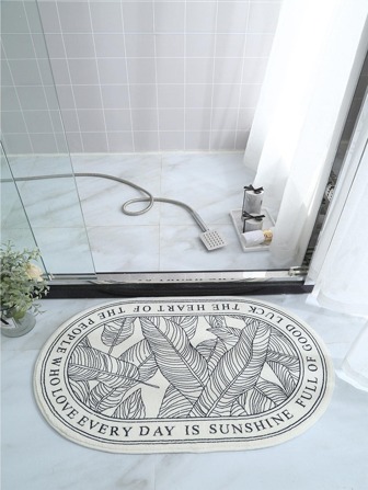 1入組素色葉子圖案字母圖案沐浴白色滌綸厚吸水地墊