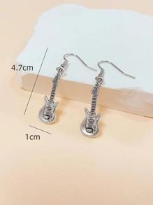 1 Đôi Vintage Đàn Guitar Hình Dụng Cụ Âm Nhạc Bông Tai Cho Lễ Hội Âm Nhạc Quà Tặng - Bạc - Xem 6