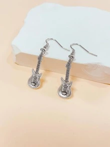 1 Đôi Vintage Đàn Guitar Hình Dụng Cụ Âm Nhạc Bông Tai Cho Lễ Hội Âm Nhạc Quà Tặng - Bạc - Xem 4