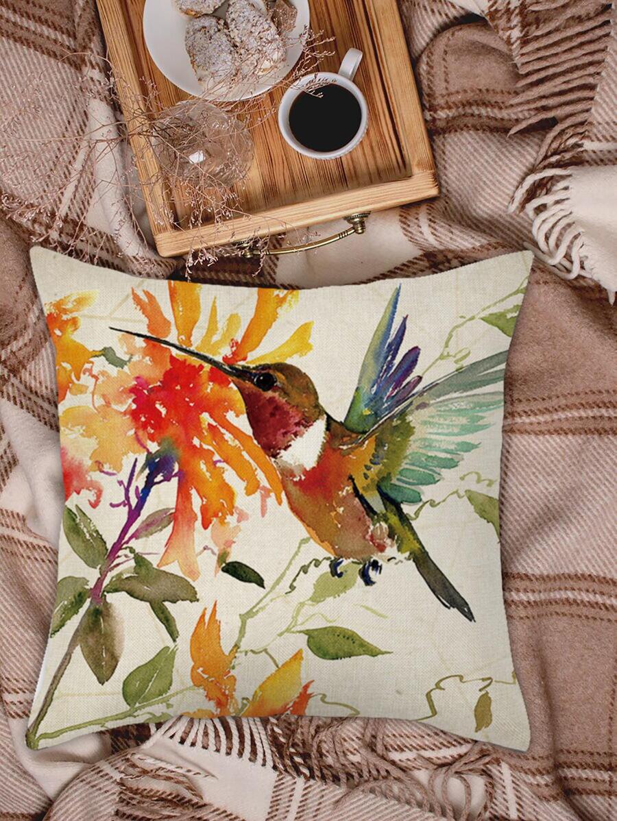 In Hoa & Chim Đệm Không Chất Độn, Chất Liệu Vải Hiện Đại Trang Trí Ném Gối Cho Gia Đình - Nhiều màu - Xem 1