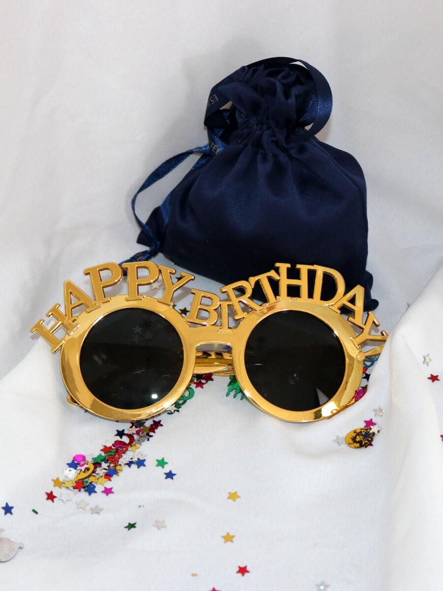 1 件标语图案派对眼镜遮阳海滩配饰适合夏季海滩度假、户外、旅行 - 金色 - 查看 1