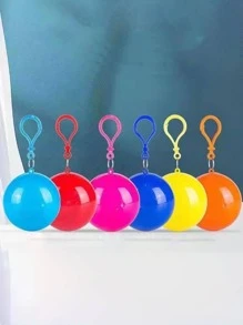 2pcs Random Color Ball Shaped Raincoat Portable Card Raincoat Disposable Compressed Raincoat - Multicolor - View 4