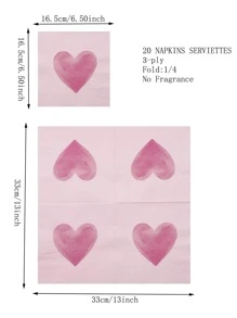 20pcs/Set Paper Disposable Napkin, Heart Pattern Dinner Napkin For Party
