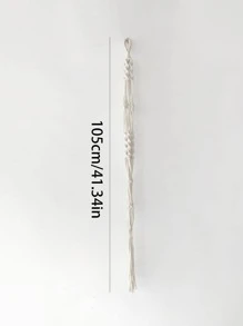 1pc Woven Plant Hanger, Modern Polyester Hanging Planter Basket For Home Decoration - White - View 4