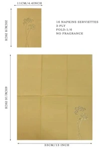 16入組現代字母圖案一次性餐巾 - 黃色 - 查看 7