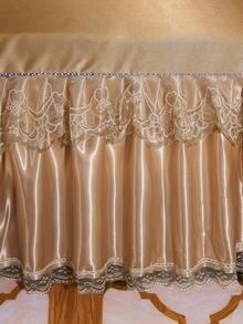 3pcs/set Floral Print Ruffle Trim Bed Skirt Set Without Filler, Modern Fabric Bed Sheet Set For Home - Multicolor - View 6