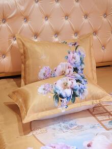 3pcs/set Floral Print Ruffle Trim Bed Skirt Set Without Filler, Modern Fabric Bed Sheet Set For Home - Multicolor - View 3