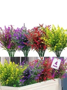 4 件人造植物、桌面装饰、餐桌摆件、人造花、塑料花 - 彩色 - 查看 1