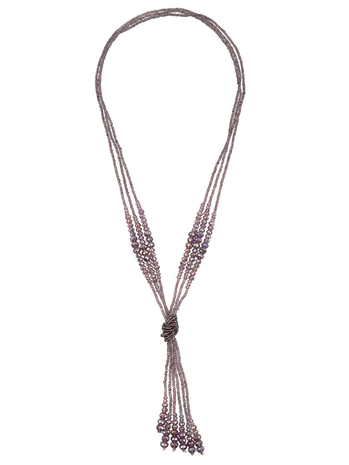 Trang trí hạt thời trang Vòng cổ Y Lariat cho phụ nữ để trang trí hàng ngày - Màu tím - Xem 1