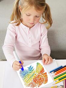 1pc Tropical Leaf Design Drawing Template - White - View 5