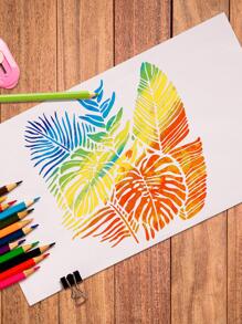 1pc Tropical Leaf Design Drawing Template - White - View 2