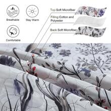 Purple Floral Quilt Sets Reversible Countryside Bedspread Coverlets Lightweight Summer Flower Bedding Set Tulip Butterfly Printed Bed Cover Set with 2 Pillow Shams - Màu tím  Violet - Xem 5