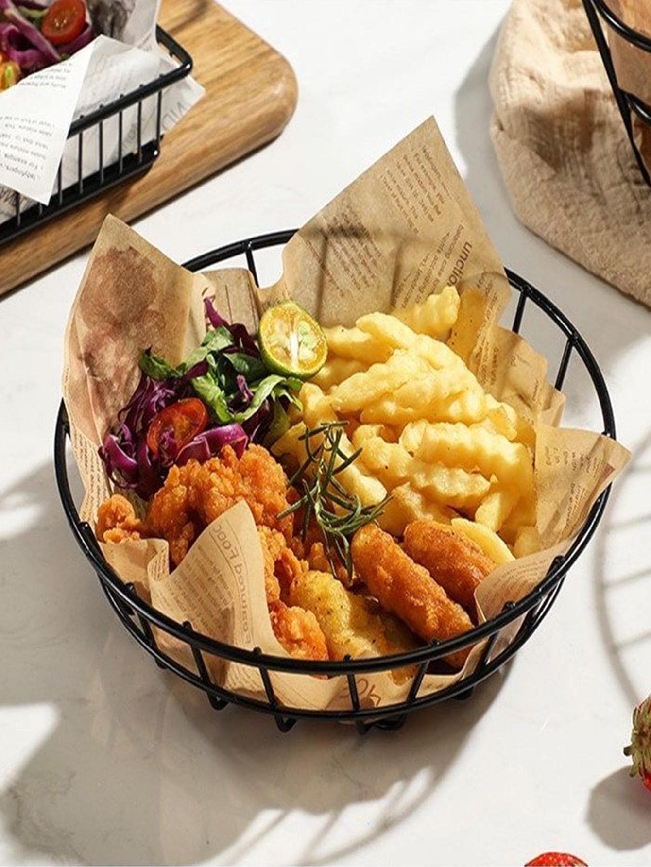 1 pieza Cesta de acero inoxidable papas fritas - Negro - Ver 1