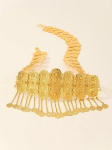 1入組女士圓形吊飾魅力四射鏈條腰帶適合派對 - 金色 - 查看 3