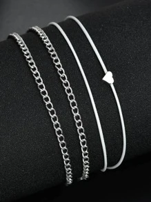 2 Miếng Của phụ nữ Qủa tặng , Đúng mốt Hợp kim bờ biển Hình trái tim Nhiều lớp Retro vòng chân , Retro Cô gái Kỳ nghỉ Đồ trang sức - Bạc - Xem 2