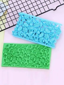 1入組PP餅乾按現代樹葉設計餅乾印章適用於烘烤 - 藍色 - 查看 1
