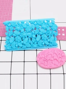 1入組PP餅乾按現代樹葉設計餅乾印章適用於烘烤 - 藍色 - 查看 3