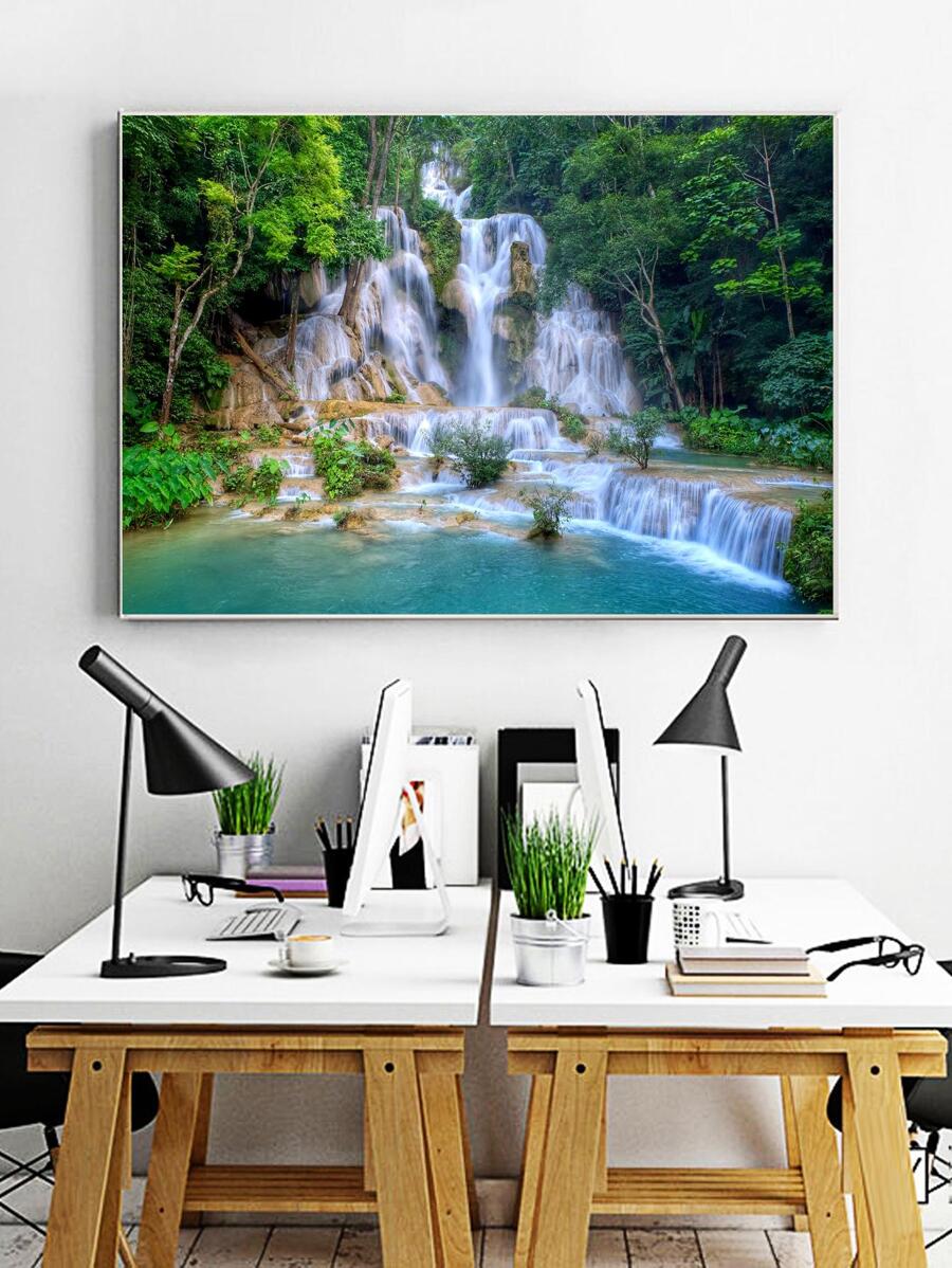 1入組化纖無框畫現代風景圖案無框畫家用 - 彩色 - 查看 1