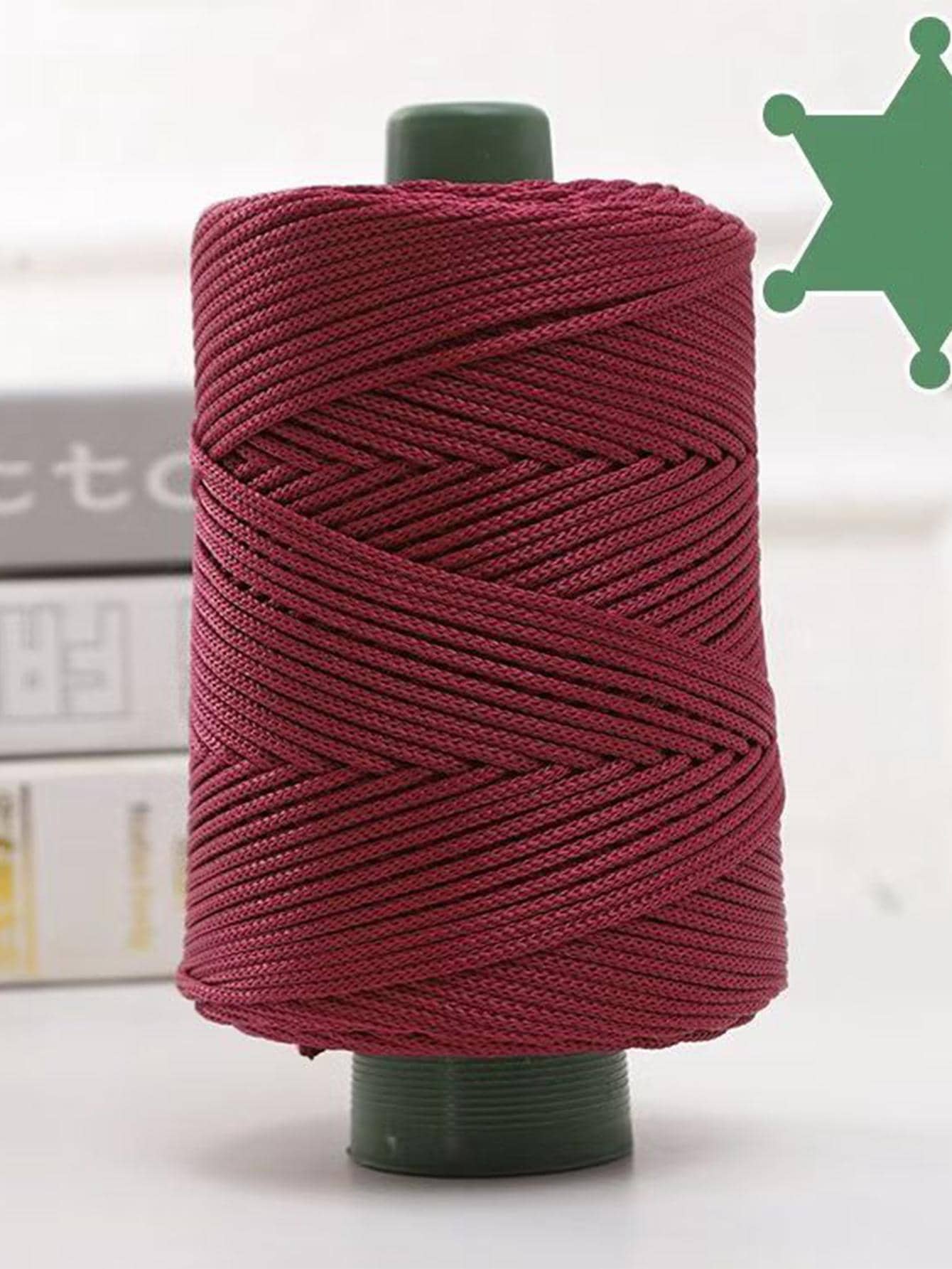 1卷素色日常針織紗手工編織帽鞋勾織籃子 - 酒紅色 - 查看 1