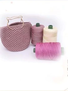 1roll DIY Braided Rope, Modern Solid Color Polyamide DIY Yarn For Sewing - Hot Pink - View 4