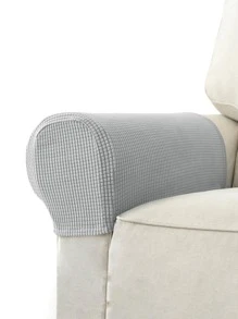 2 Chiếc Dày Họa Tiết Kẻ Sọc Co Giãn Ghế Sofa Bọc Tay Vịn, Bảo Vệ Đồ Nội Thất Gia Đình Đa Năng Chống Trơn Trượt, Màu Xám Nhạt - Màu Xám nhạt - Xem 1